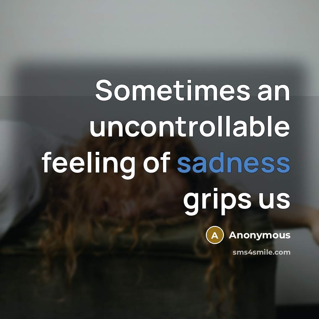 “Sometimes an uncontrollable feeling of sadness grips us” quote by Anonymous