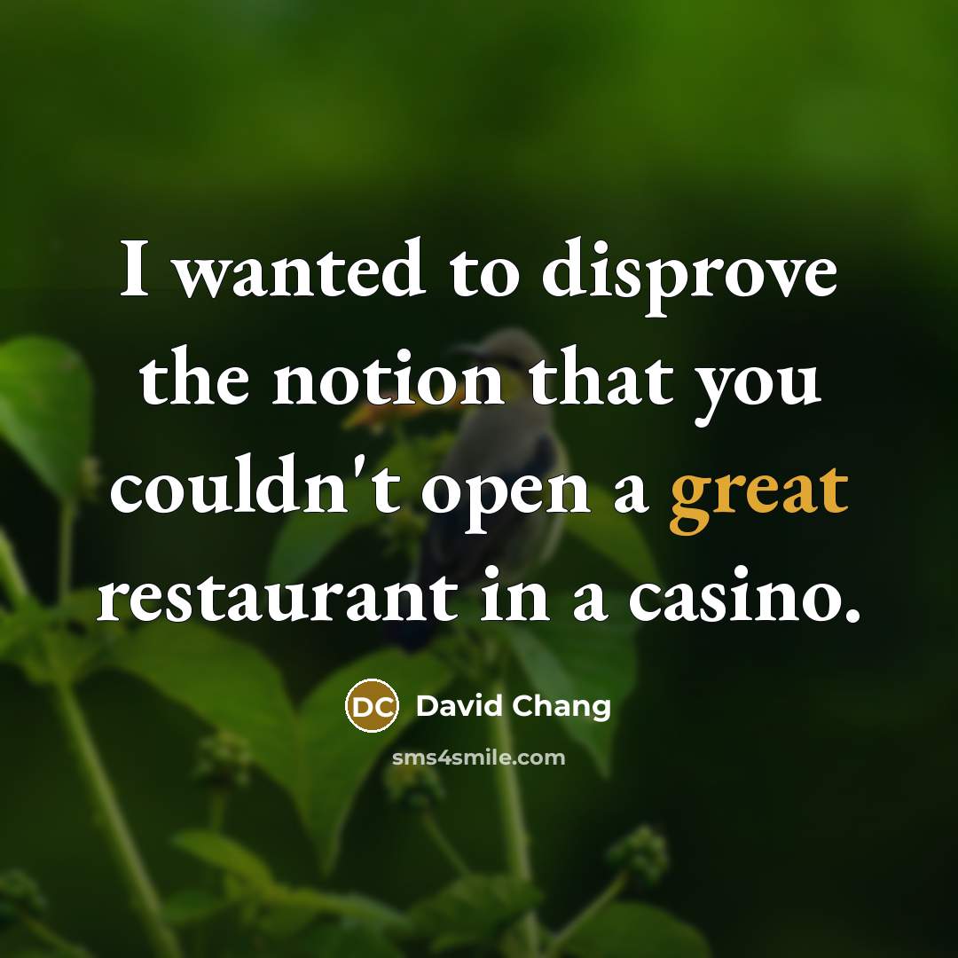 “I wanted to disprove the notion that you couldn't open…” quote by David Chang