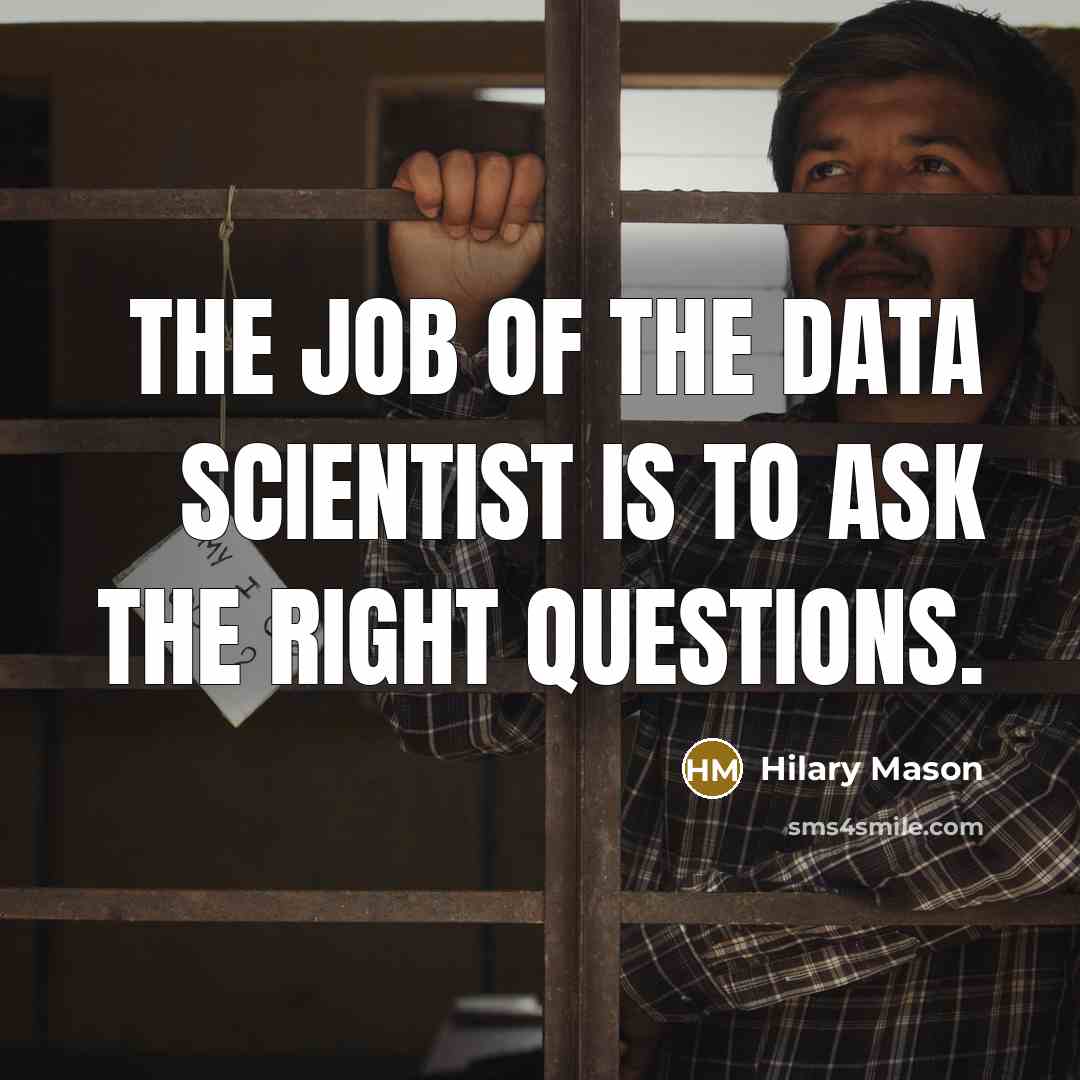 “The job of the data scientist is to ask the…” quote by Hilary Mason