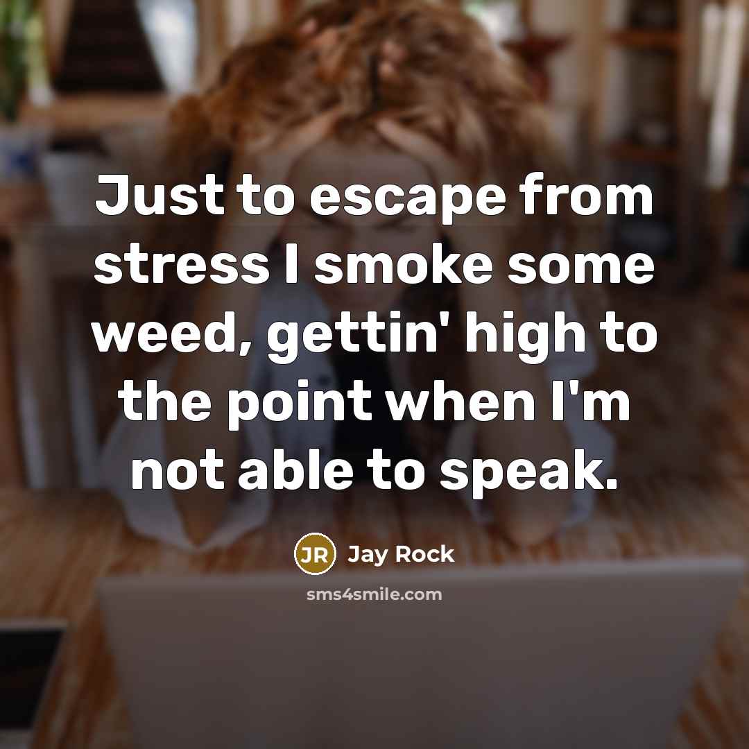 “Just to escape from stress I smoke some weed, gettin'…” quote by Jay Rock