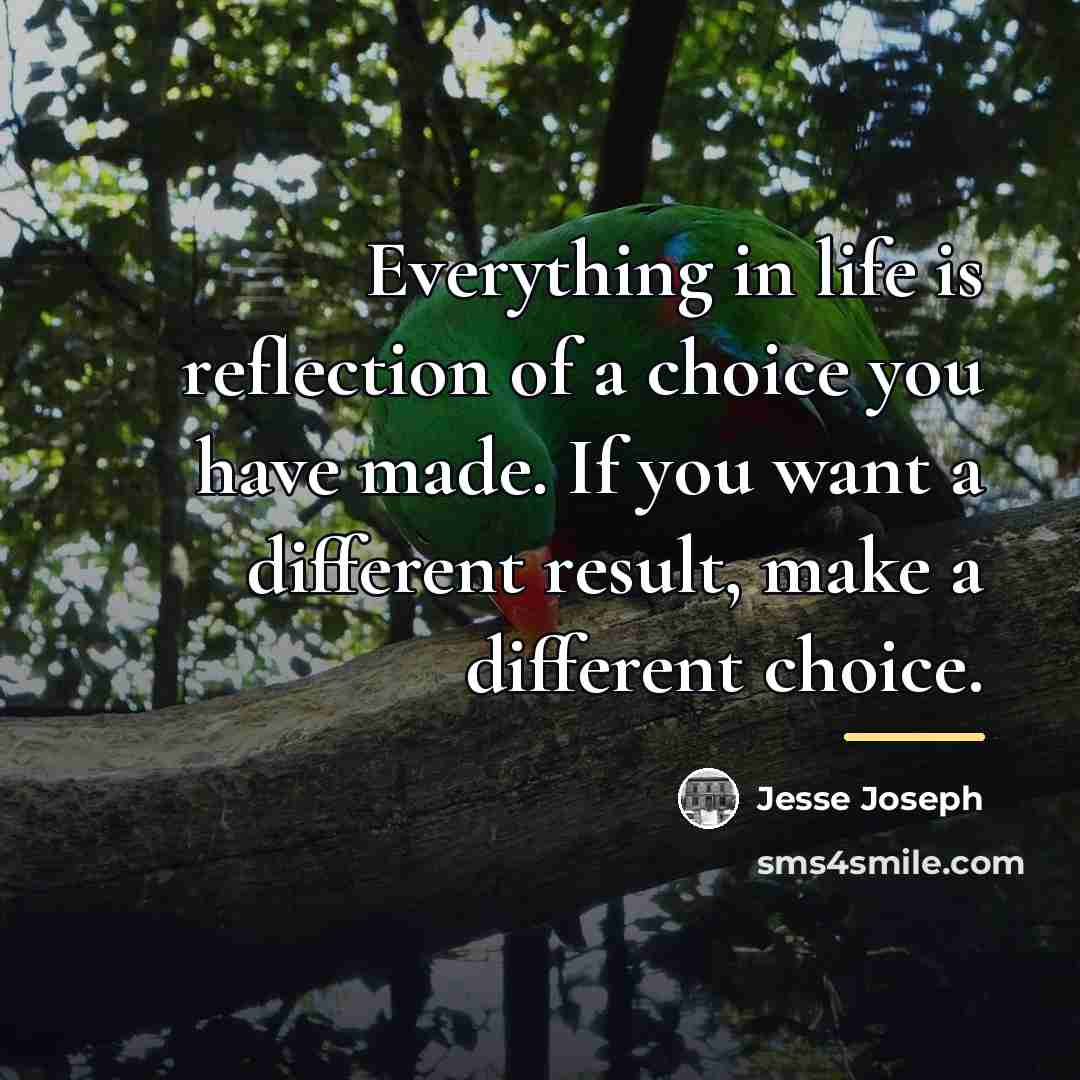 “Everything in life is reflection of a choice you have…” quote by Jesse Joseph
