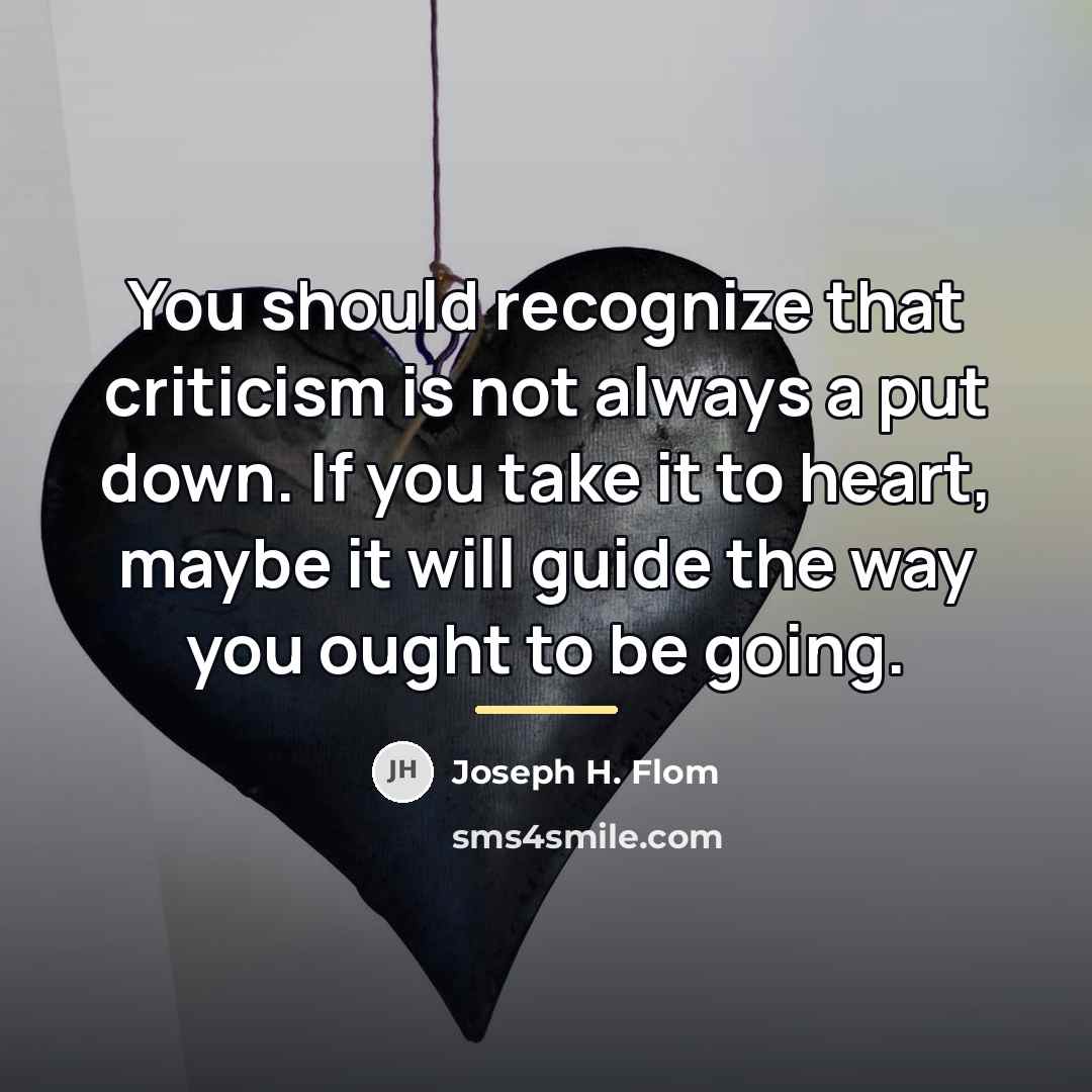 “You should recognize that criticism is not always a put…” quote by Joseph H. Flom