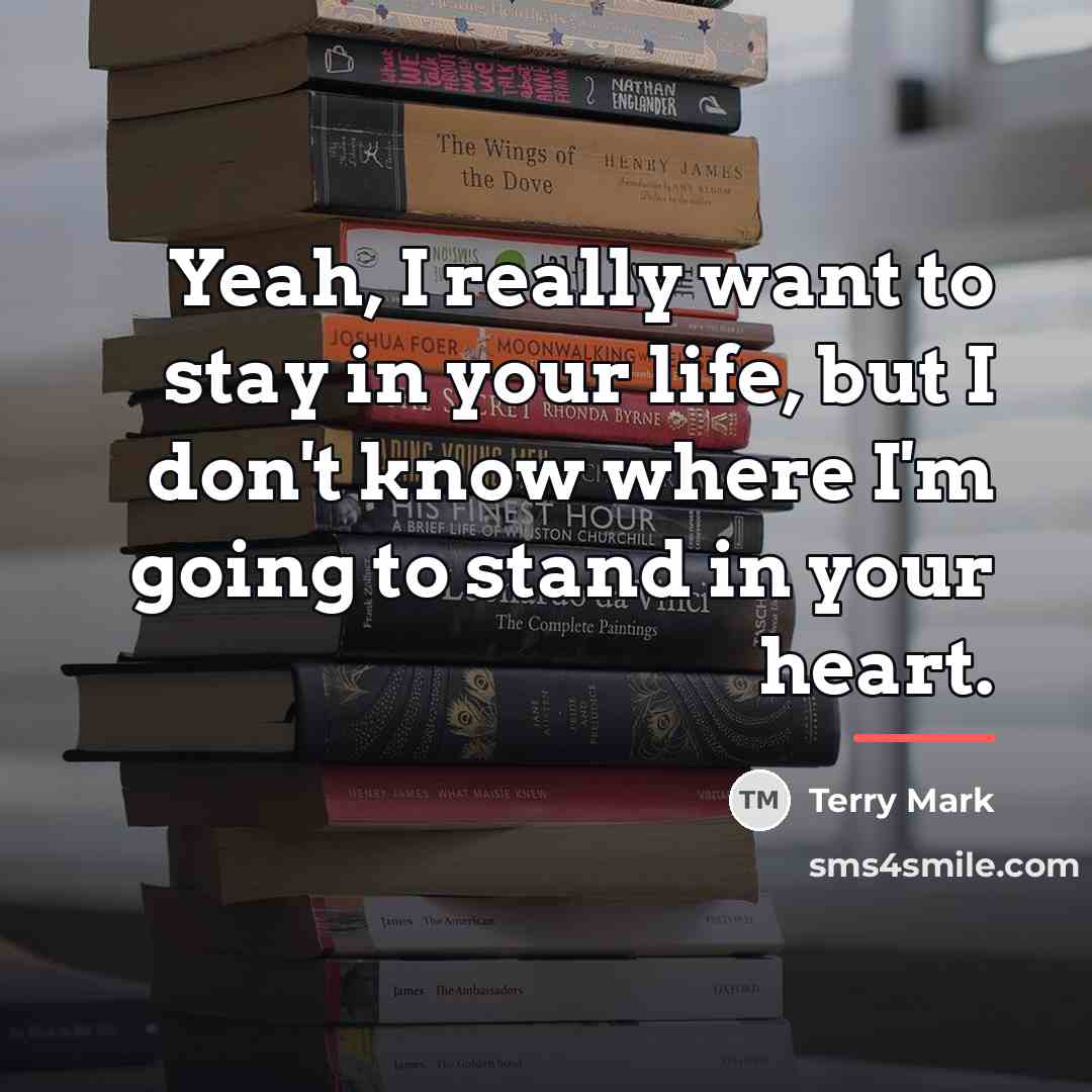 “Yeah, I really want to stay in your life, but…” quote by Terry Mark
