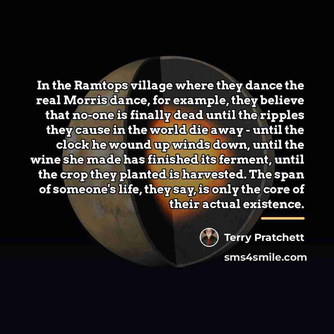 “In the Ramtops village where they dance the real Morris…” quote by Terry Pratchett