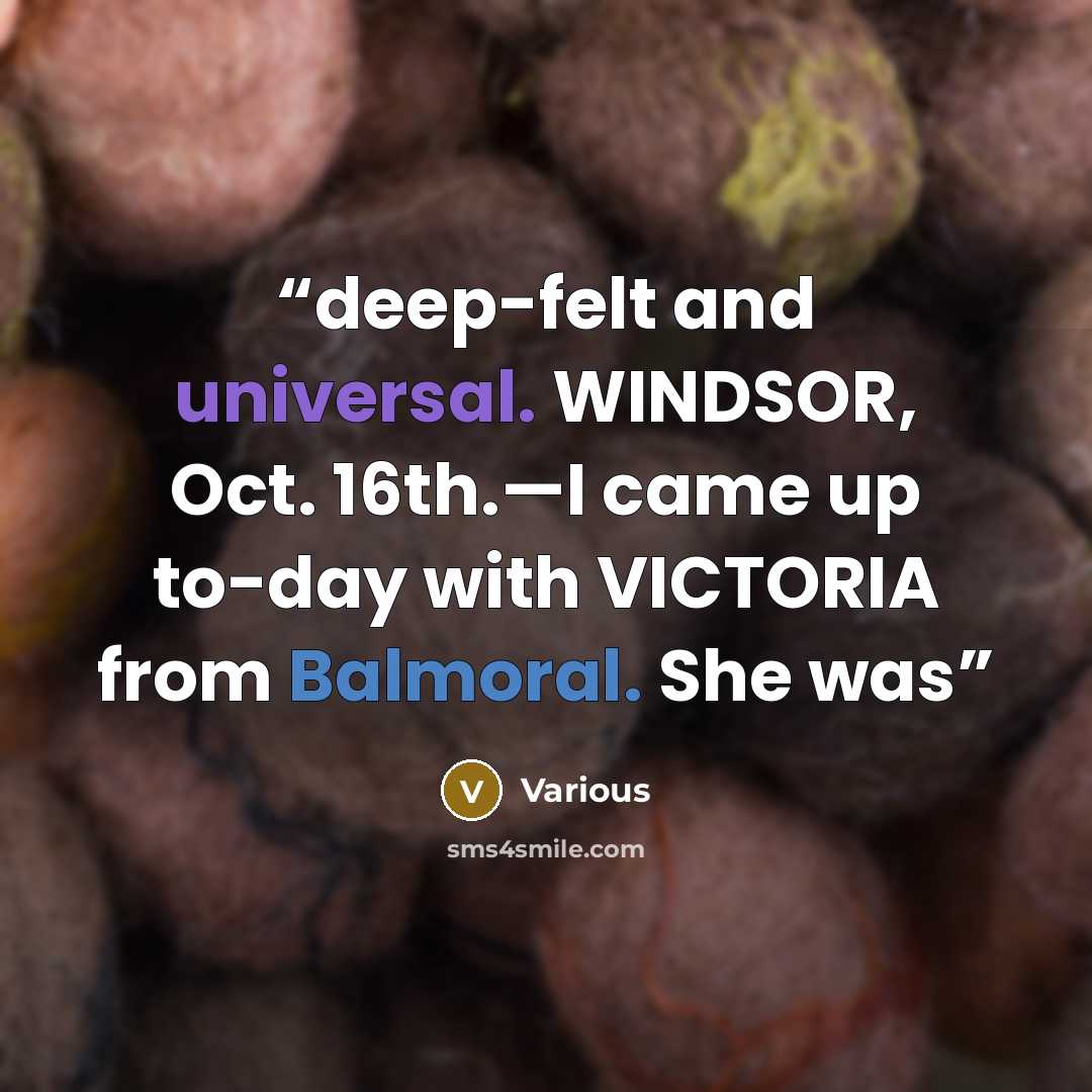 “deep-felt and universal. WINDSOR, Oct. 16th.—I came up to-day with VICTORIA from Balmoral. She was” quote by Various