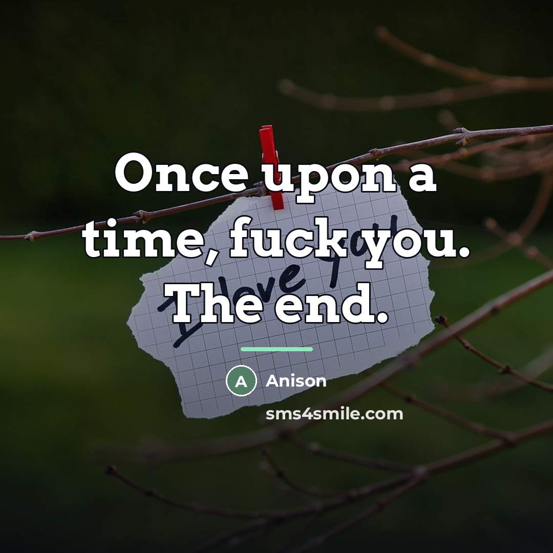 “Once upon a time, fuck you. The end.…” quote by Anison