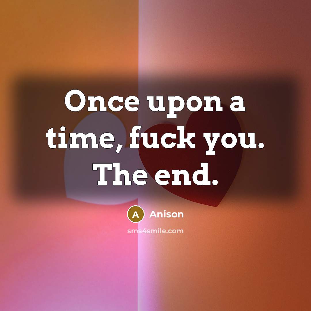 “Once upon a time, fuck you. The end.” quote by Anison