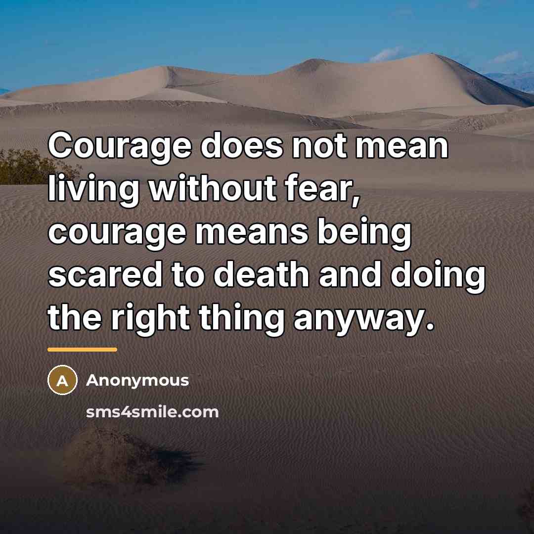 “Courage does not mean living without fear, courage means being…” quote by Anonymous