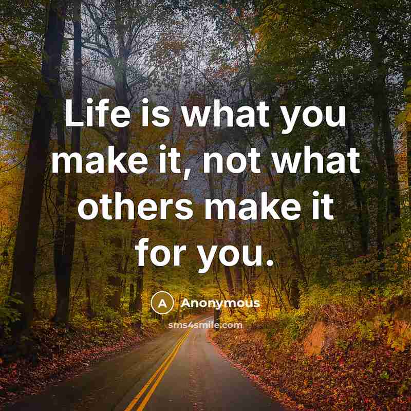 “Life is what you make it, not what others make it for you.” quote by Anonymous