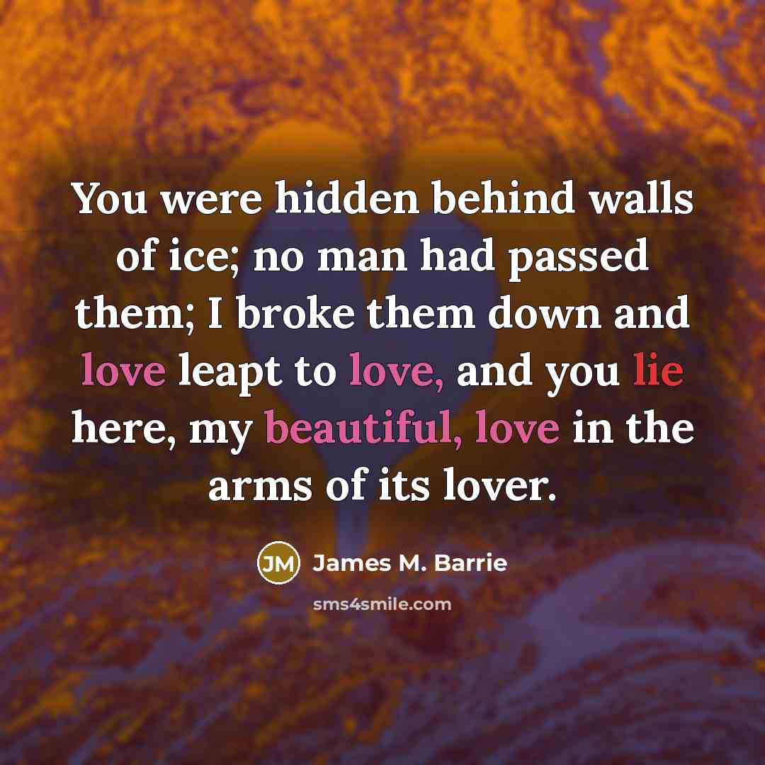 “You were hidden behind walls of ice; no man had…” quote by James M. Barrie