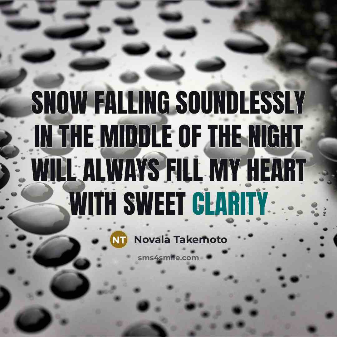 “Snow falling soundlessly in the middle of the night will…” quote by Novala Takemoto