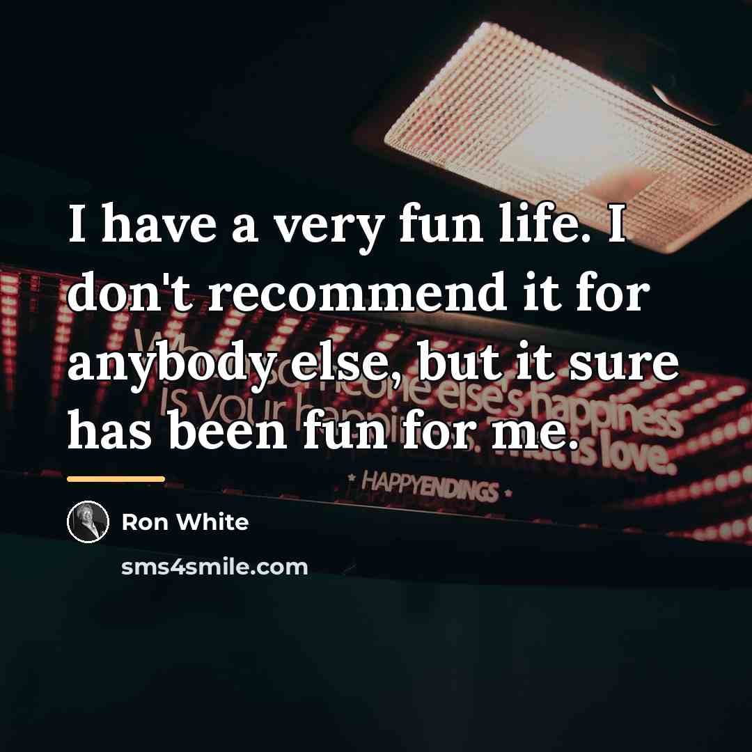 “I have a very fun life. I don't recommend it…” quote by Ron White