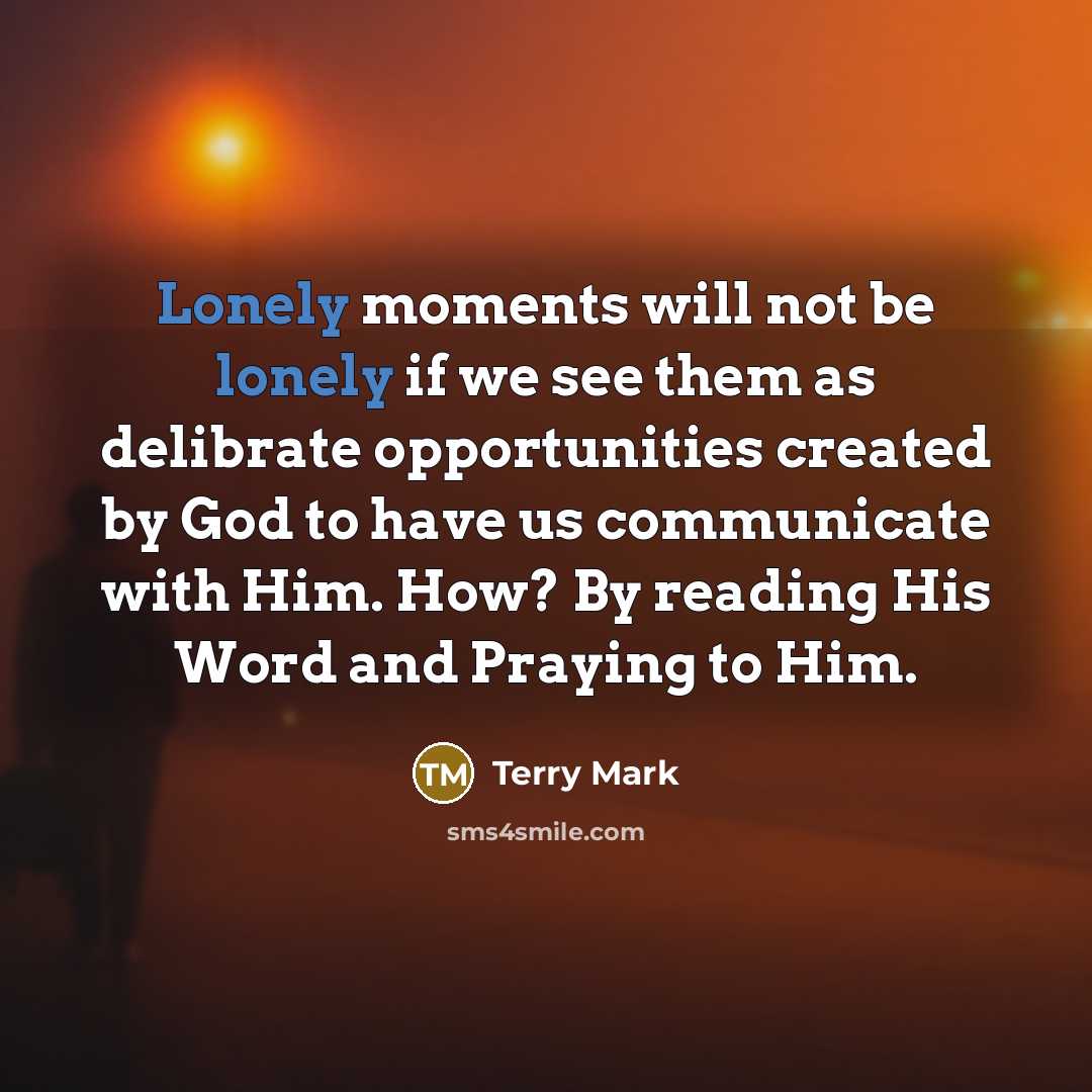 “Lonely moments will not be lonely if we see them…” quote by Terry Mark