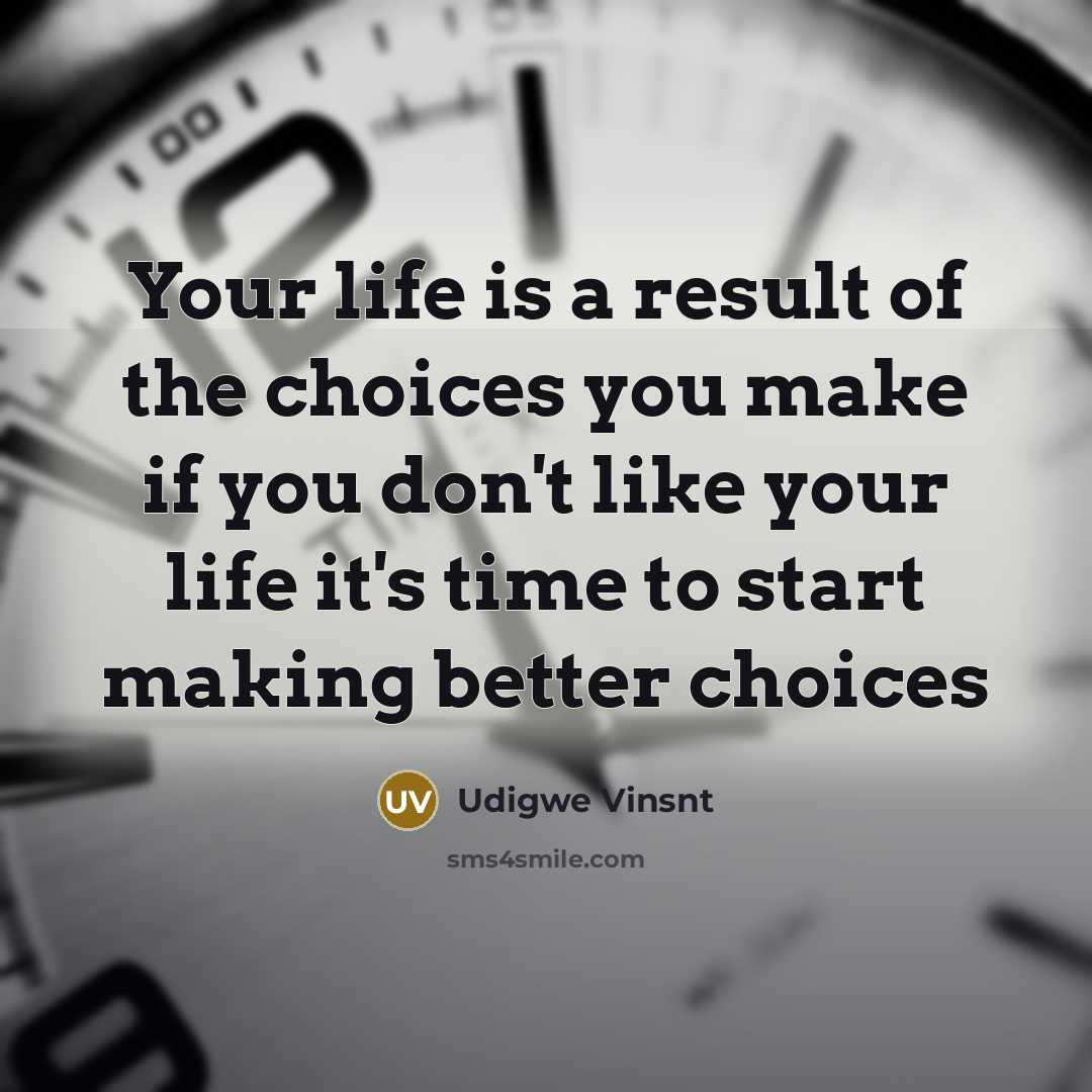 “Your life is a result of the choices you make…” quote by Udigwe Vinsnt