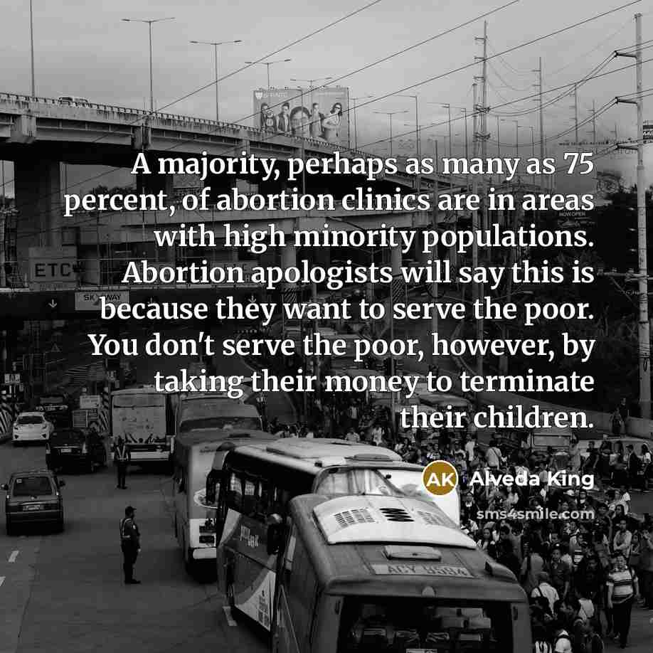 “A majority, perhaps as many as 75 percent, of abortion…” quote by Alveda King