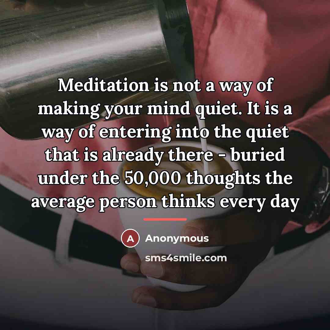 “Meditation is not a way of making your mind quiet.…” quote by Anonymous