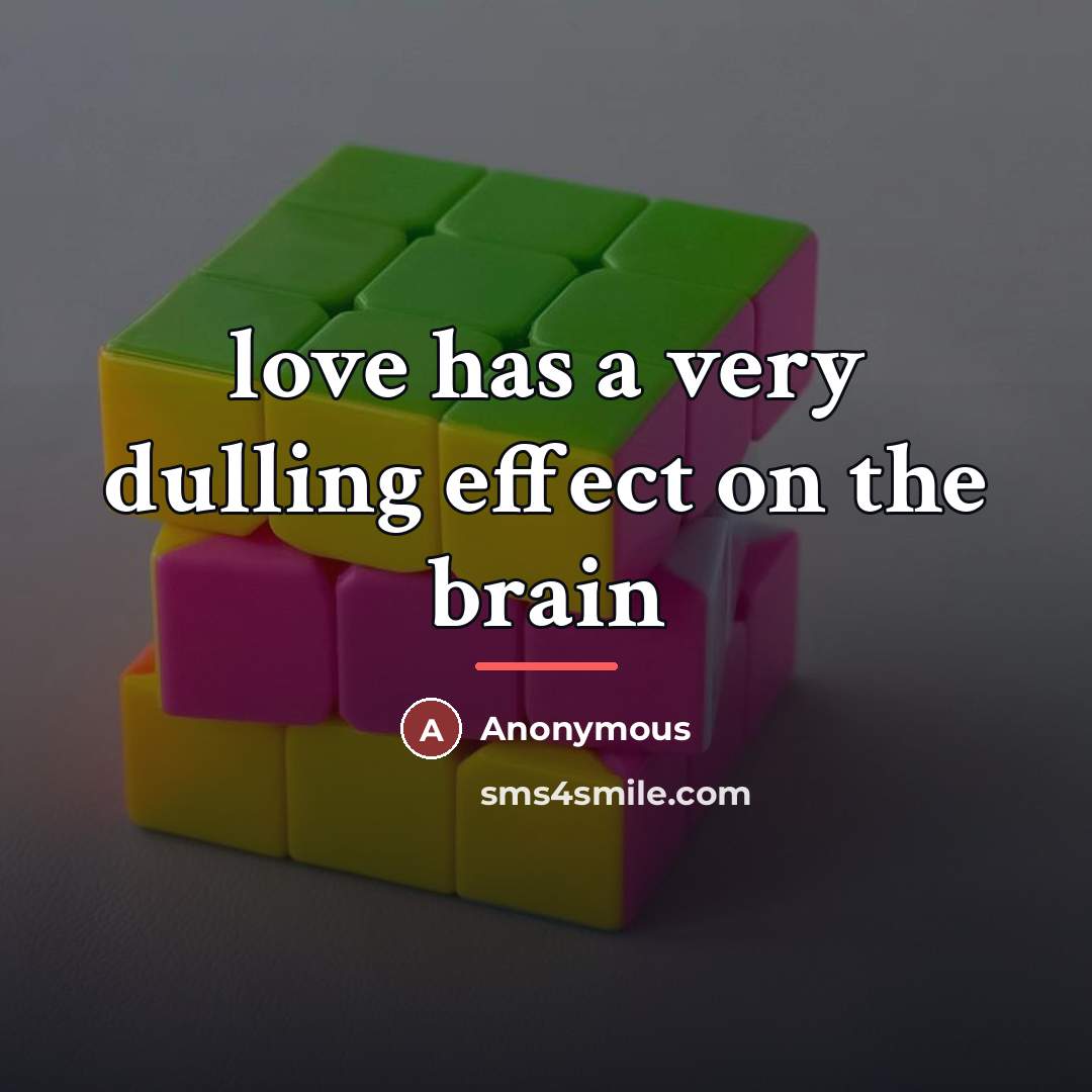 “love has a very dulling effect on the brain…” quote by Anonymous