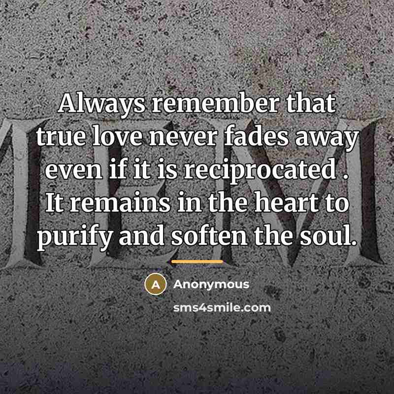 “Always remember that true love never fades away even if…” quote by Anonymous