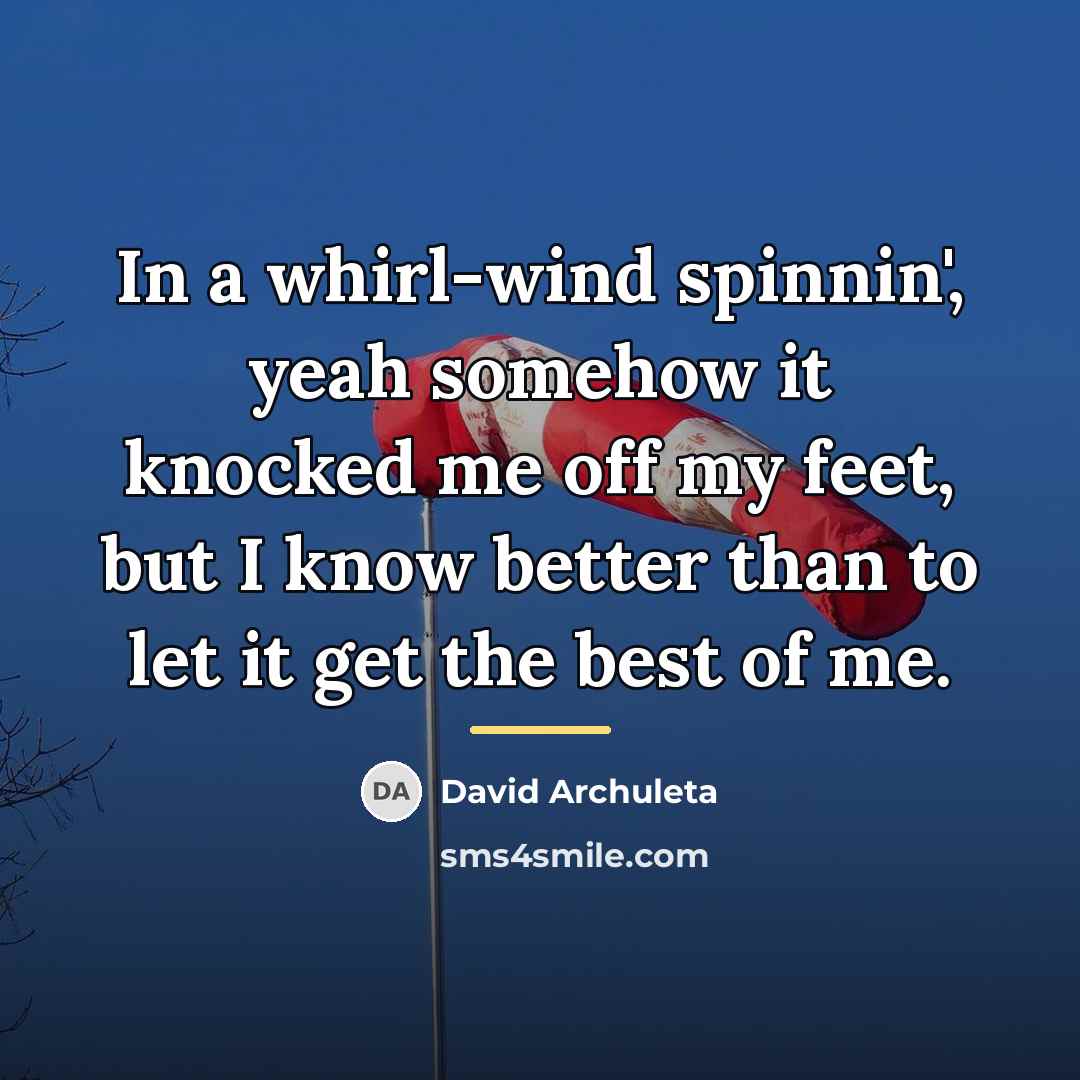 “In a whirl-wind spinnin', yeah somehow it knocked me off…” quote by David Archuleta