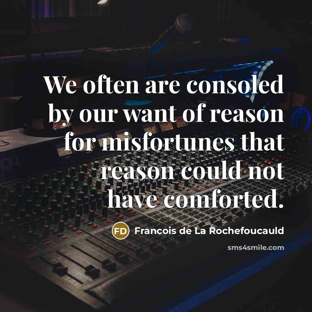 “We often are consoled by our want of reason for…” quote by Francois de La Rochefoucauld