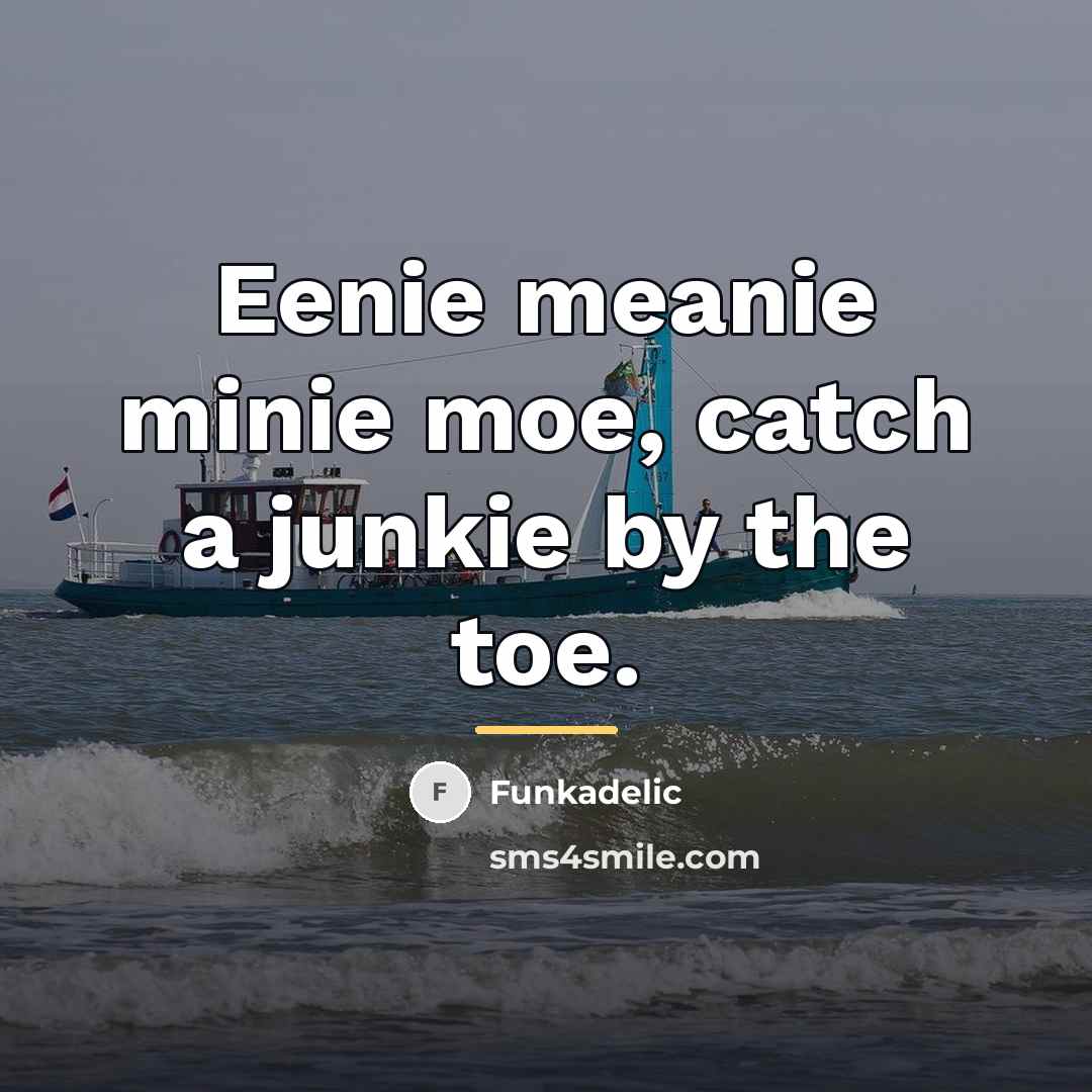 “Eenie meanie minie moe, catch a junkie by the toe.…” quote by Funkadelic