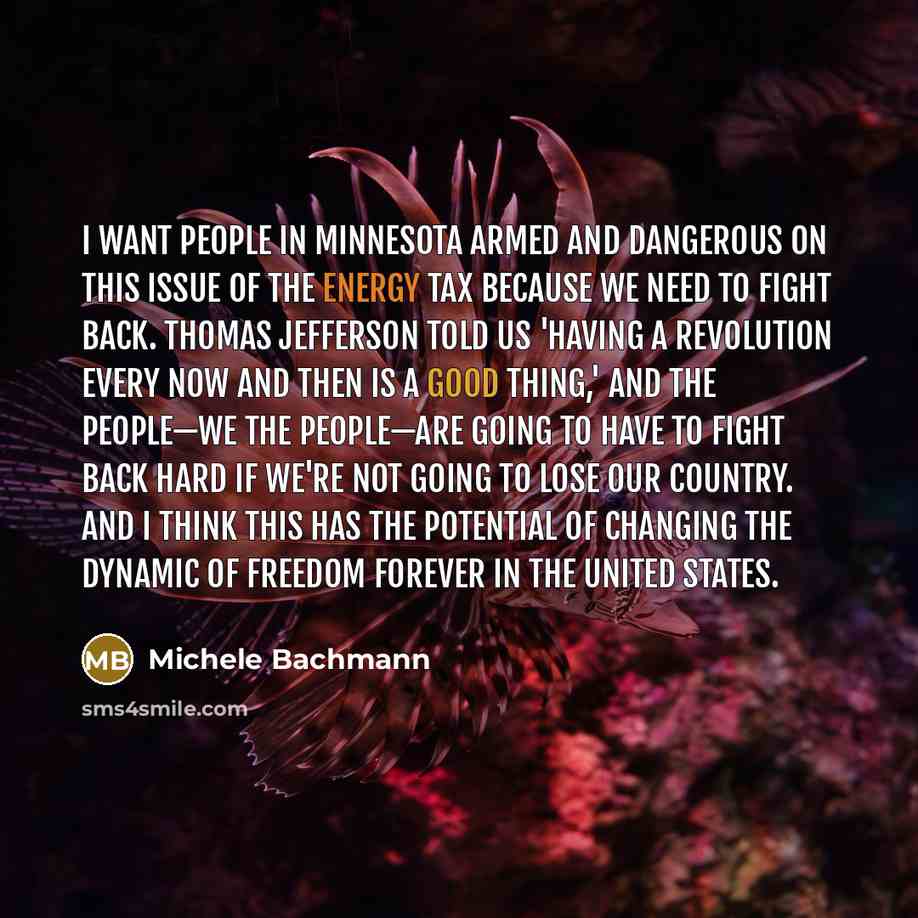 “I want people in Minnesota armed and dangerous on this…” quote by Michele Bachmann