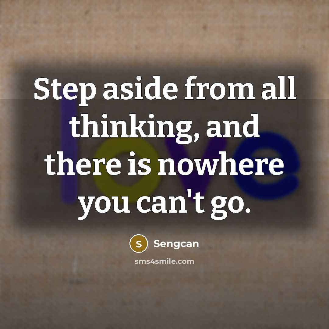 “Step aside from all thinking, and there is nowhere you can't go.” quote by Sengcan