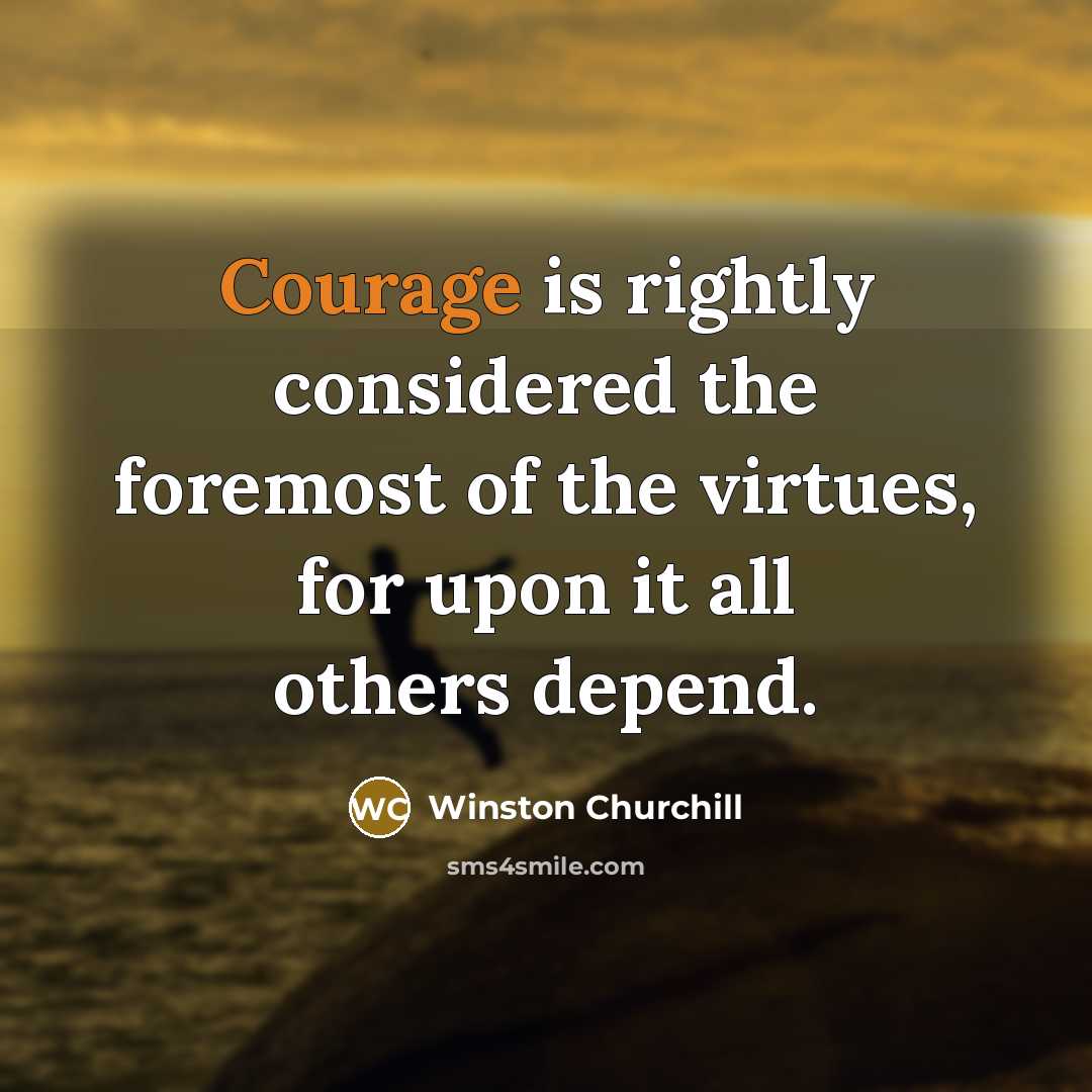 “Courage is rightly considered the foremost of the virtues, for…” quote by Winston Churchill
