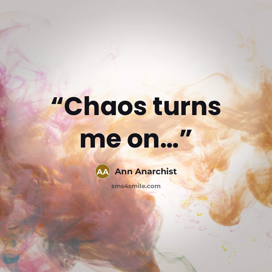 “Chaos turns me on…” quote by Ann Anarchist