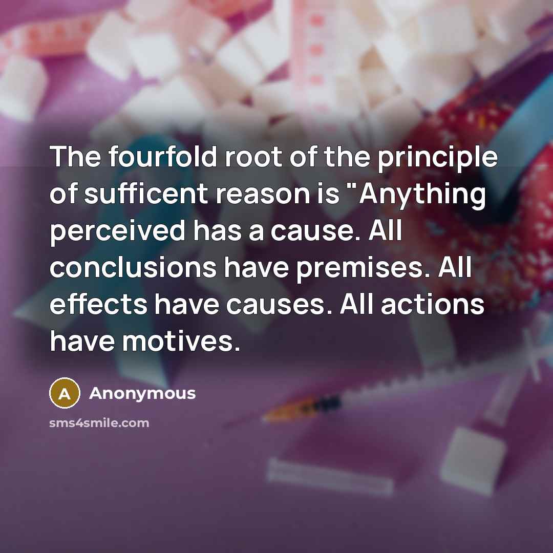 “The fourfold root of the principle of sufficent reason is…” quote by Anonymous