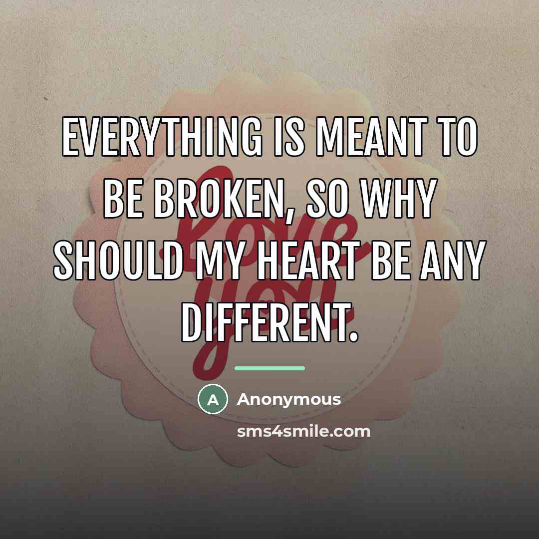 “Everything is meant to be broken, so why should my…” quote by Anonymous