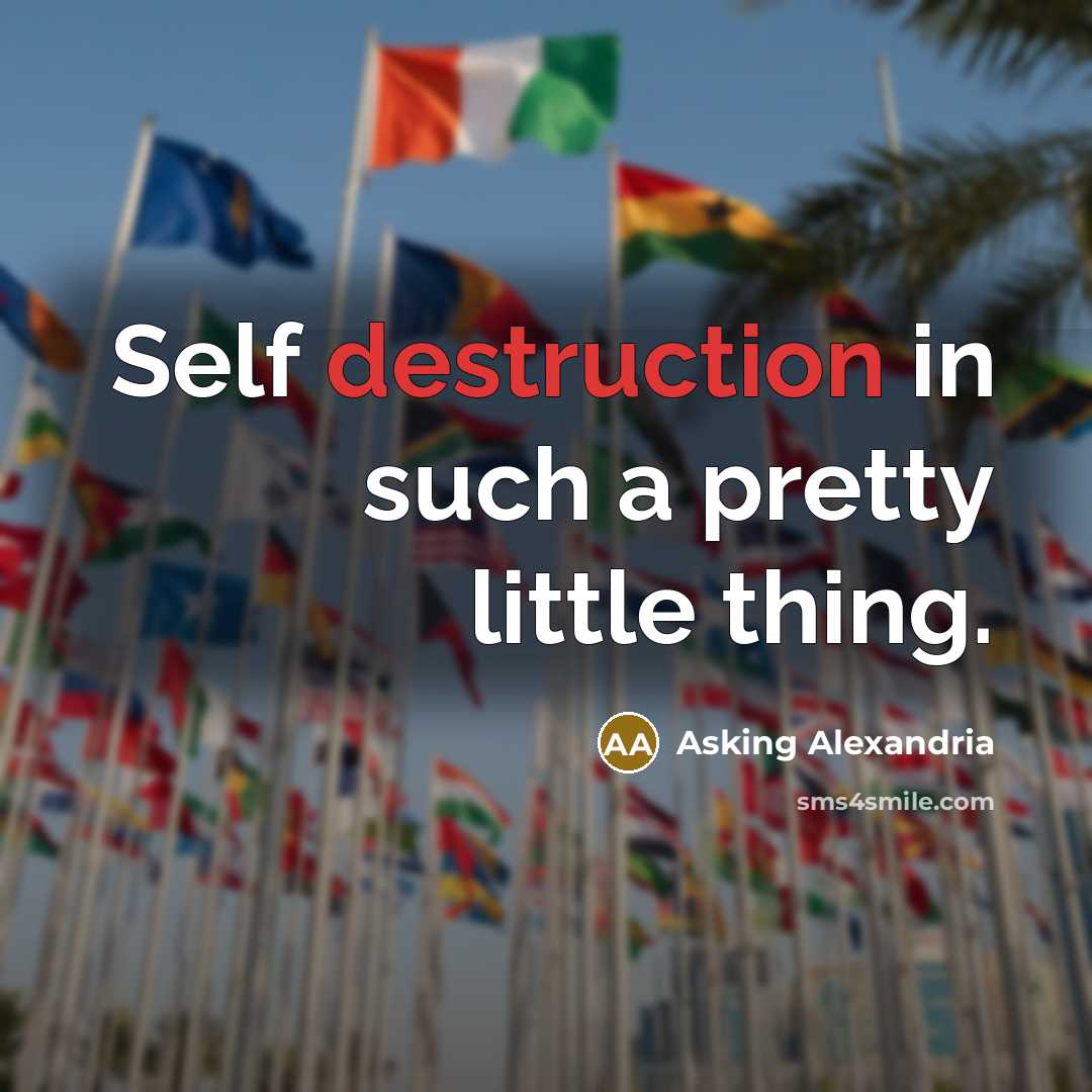 “Self destruction in such a pretty little thing.…” quote by Asking Alexandria