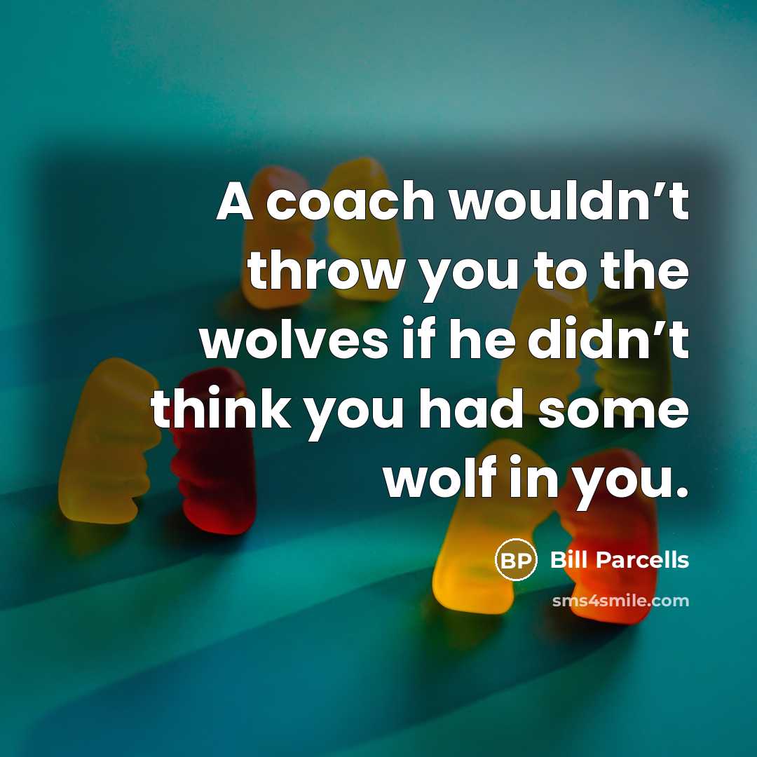 “A coach wouldn’t throw you to the wolves if he didn’t think you had some wolf in you.” quote by Bill Parcells
