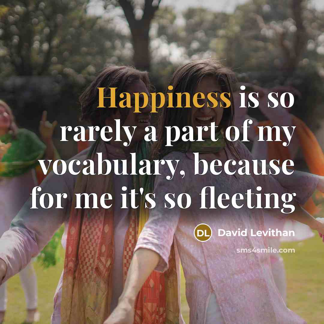 “Happiness is so rarely a part of my vocabulary, because…” quote by David Levithan