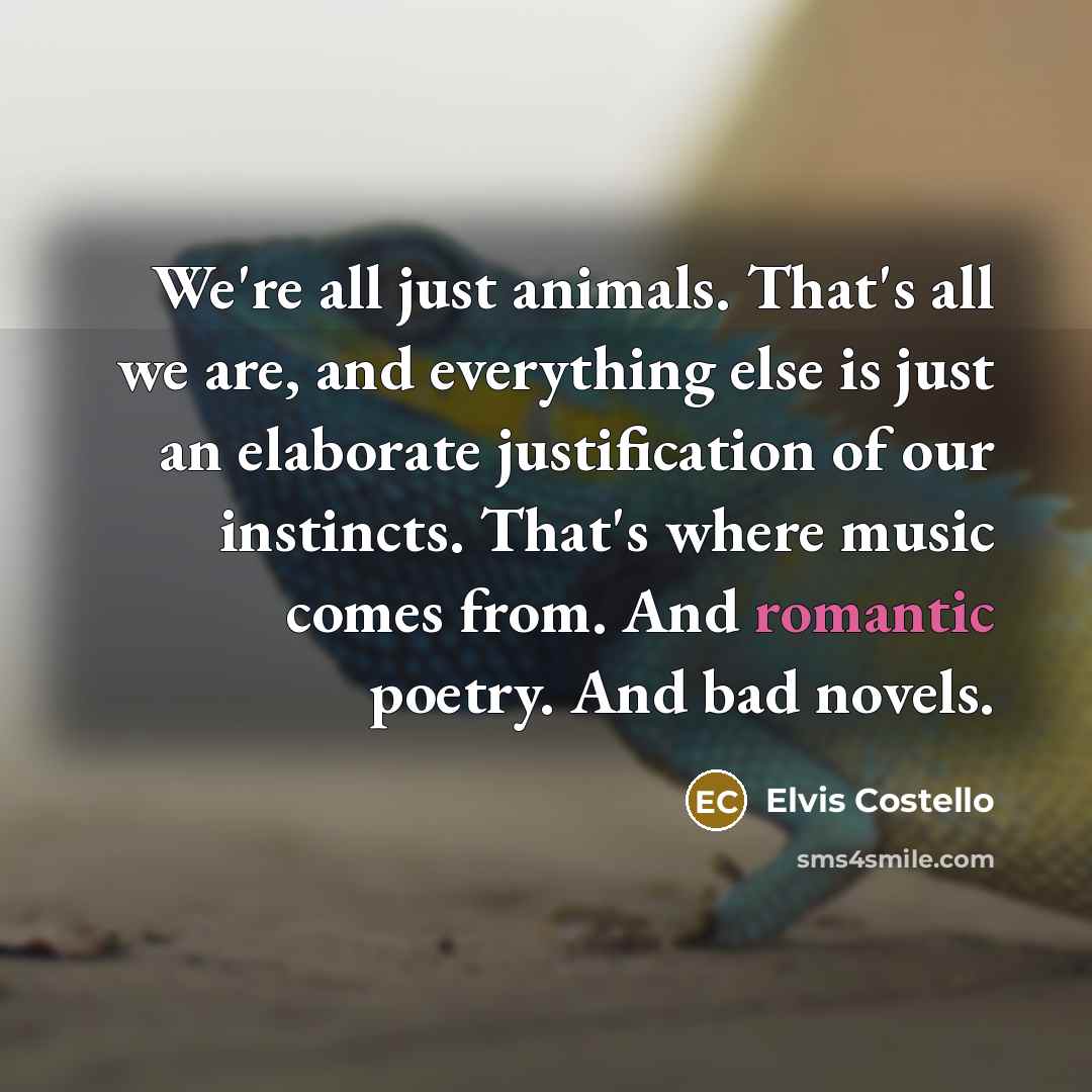 “We're all just animals. That's all we are, and everything…” quote by Elvis Costello
