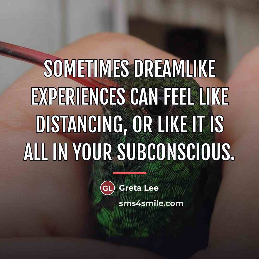 “Sometimes dreamlike experiences can feel like distancing, or like it…” quote by Greta Lee