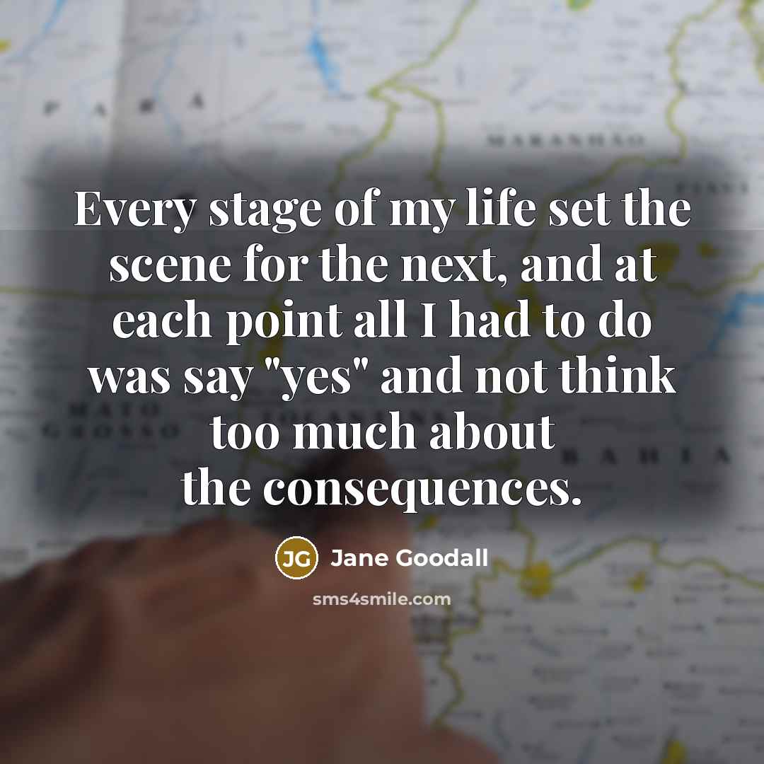 “Every stage of my life set the scene for the…” quote by Jane Goodall
