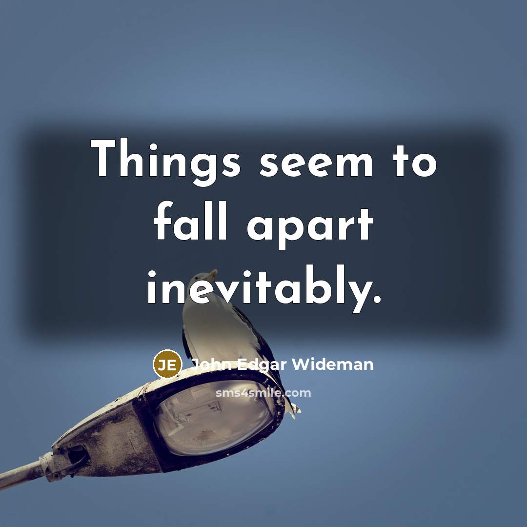 “Things seem to fall apart inevitably.” quote by John Edgar Wideman