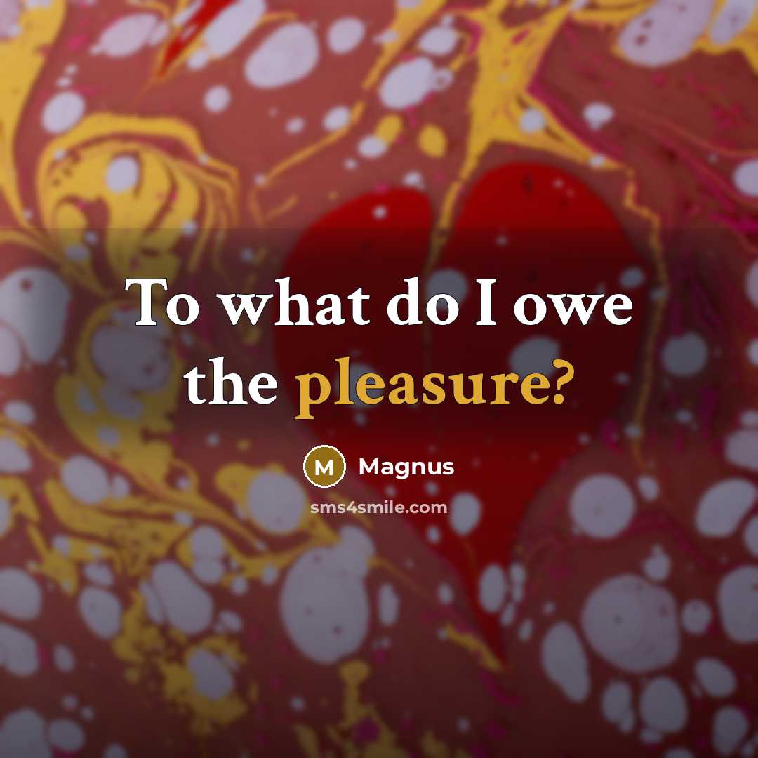 “To what do I owe the pleasure?…” quote by Magnus