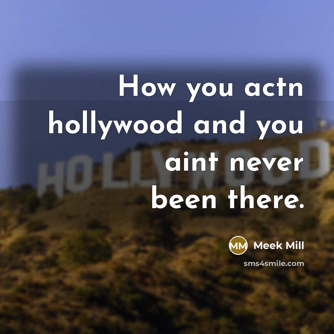 “How you actn hollywood and you aint never been there.…” quote by Meek Mill