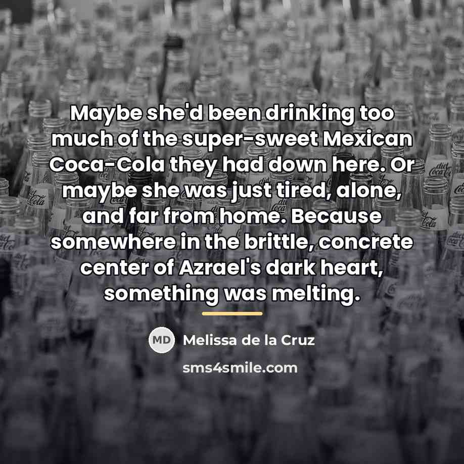 “Maybe she'd been drinking too much of the super-sweet Mexican…” quote by Melissa de la Cruz