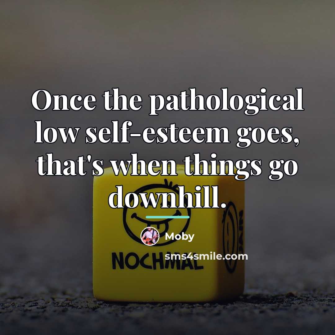 “Once the pathological low self-esteem goes, that's when things go…” quote by Moby