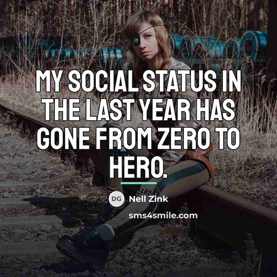 “My social status in the last year has gone from…” quote by Nell Zink