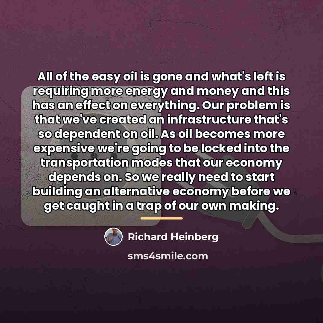 “All of the easy oil is gone and what's left…” quote by Richard Heinberg