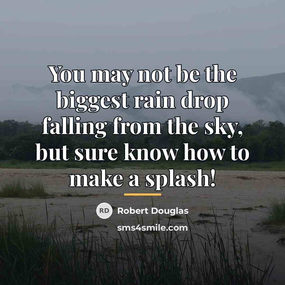 “You may not be the biggest rain drop falling from…” quote by Robert Douglas