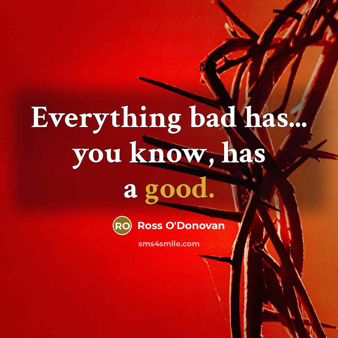“Everything bad has... you know, has a good.…” quote by Ross O'Donovan