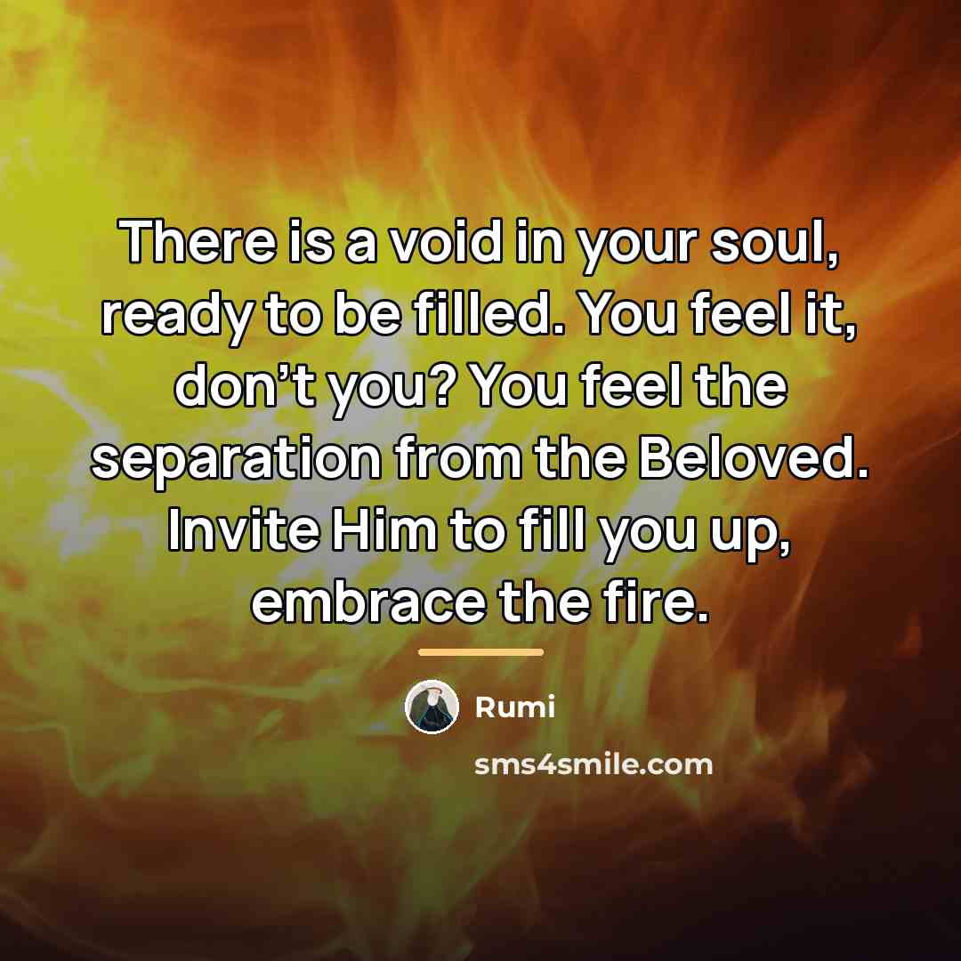 “There is a void in your soul, ready to be…” quote by Rumi