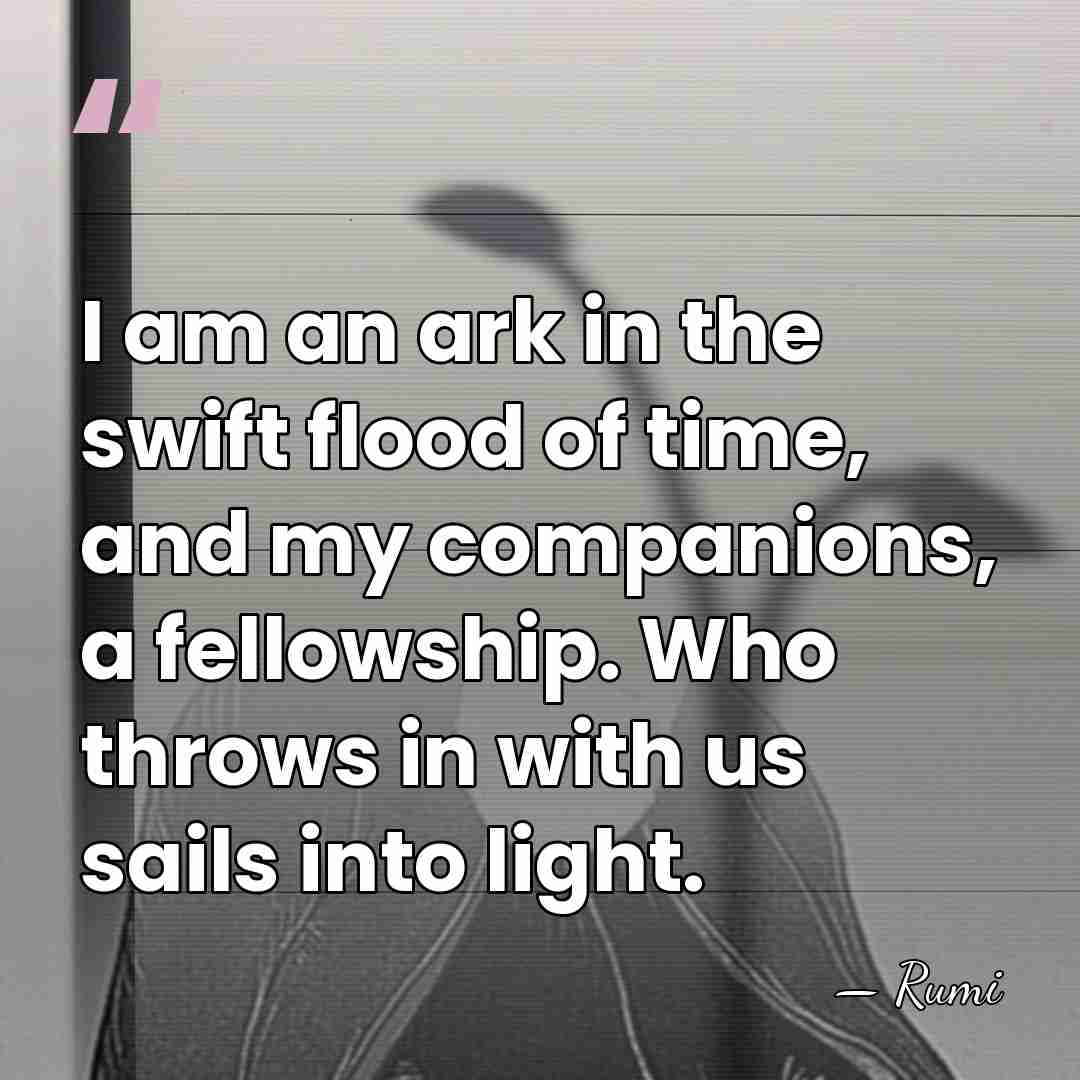 I am an ark in the swift flood of time, and my&hellip; - Rumi