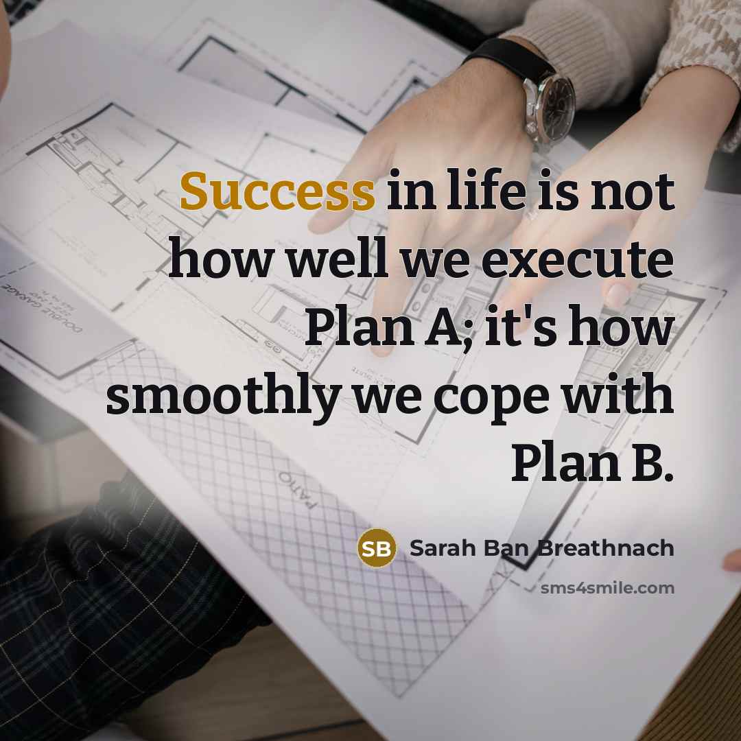 “Success in life is not how well we execute Plan…” quote by Sarah Ban Breathnach