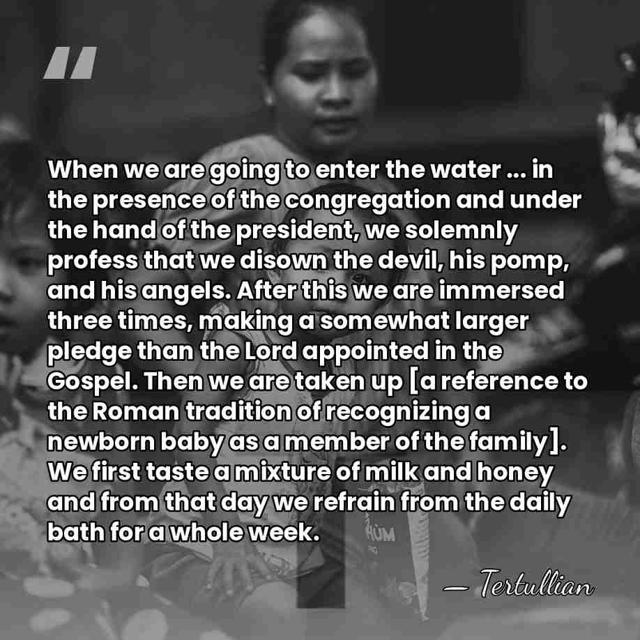 When we are going to enter the water ... in the presence&hellip; - Tertullian